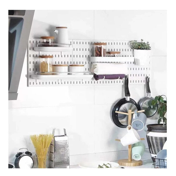 Kitchen Storage Rack Wall Mount Pegboard Combination with Hanger Hooks