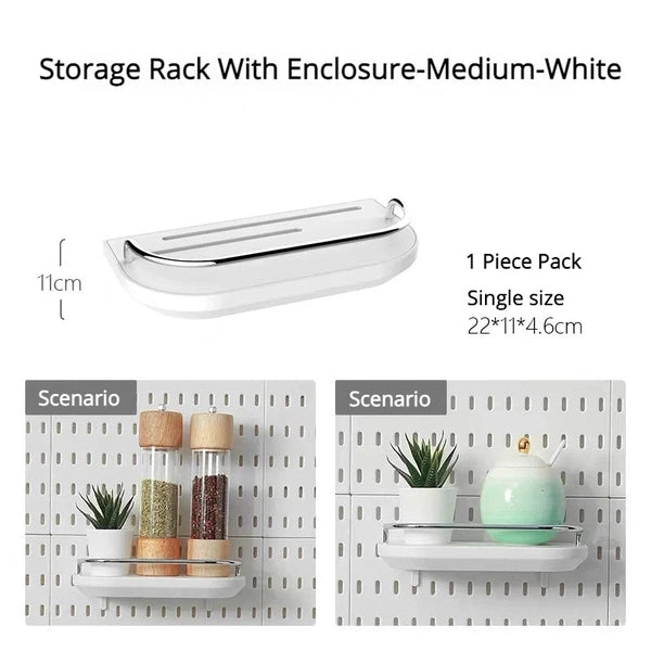 Kitchen Storage Rack Wall Mount Pegboard Combination with Hanger Hooks