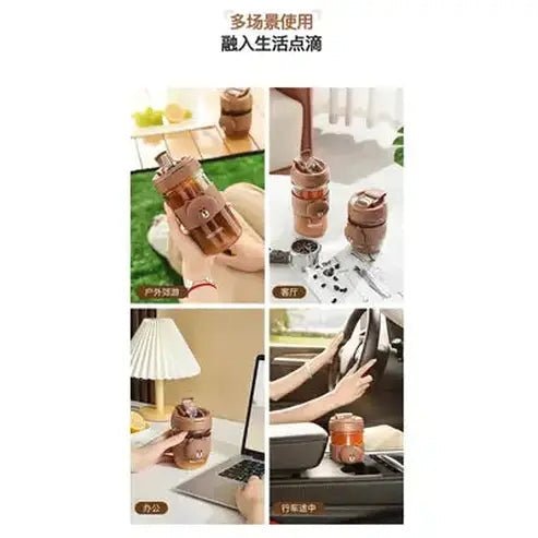 LINE FRIENDS Kawaii Anime Brown Glass Straw Cup