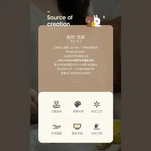 LINE FRIENDS Kawaii Anime Brown Glass Straw Cup