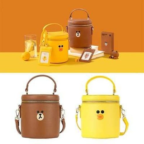 LINE FRIENDS Leather Shoulder Messenger Bag