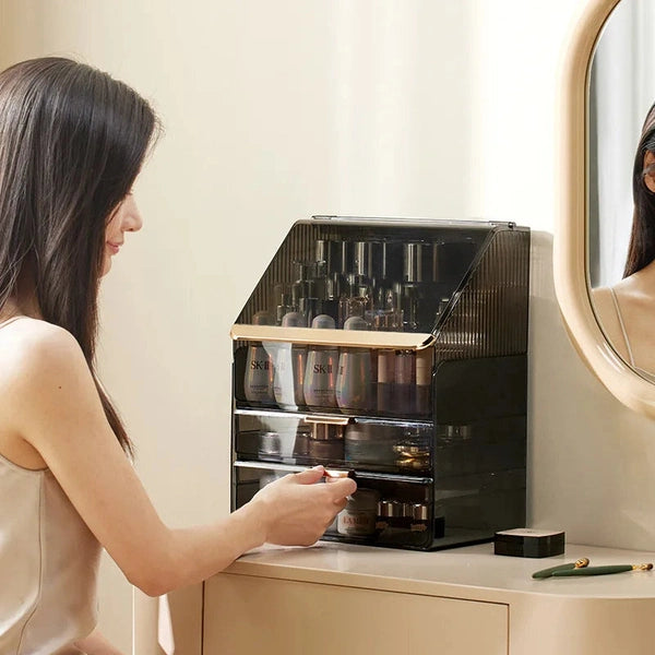 Large Capacity Skincare and Jewelry Storage Box with Drawers and Lid