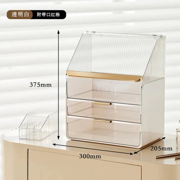 Large Capacity Skincare and Jewelry Storage Box with Drawers and Lid