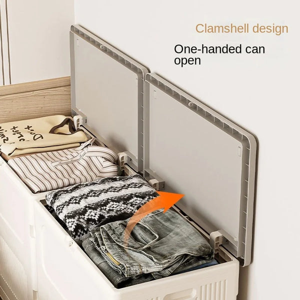 Large Household Clamshell with Pulley, Collapsible Clothing Storage Basket