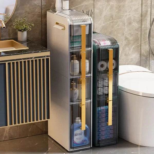 Light Luxury Bathroom Sandwich Cabinet Storage Rack, Slim Storage Cart