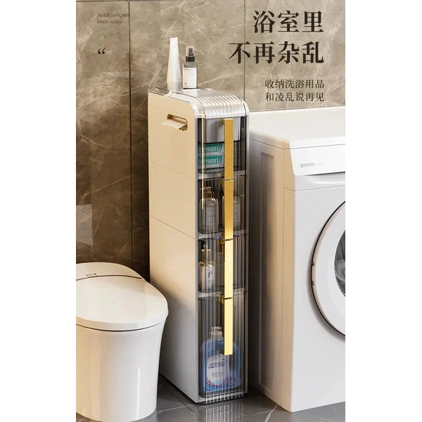 Light Luxury Bathroom Sandwich Cabinet Storage Rack, Slim Storage Cart