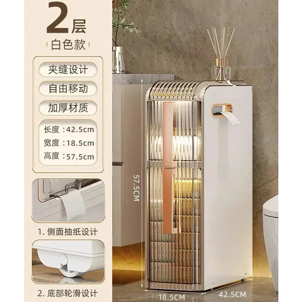 Light Luxury Bathroom Sandwich Cabinet Storage Rack, Slim Storage Cart