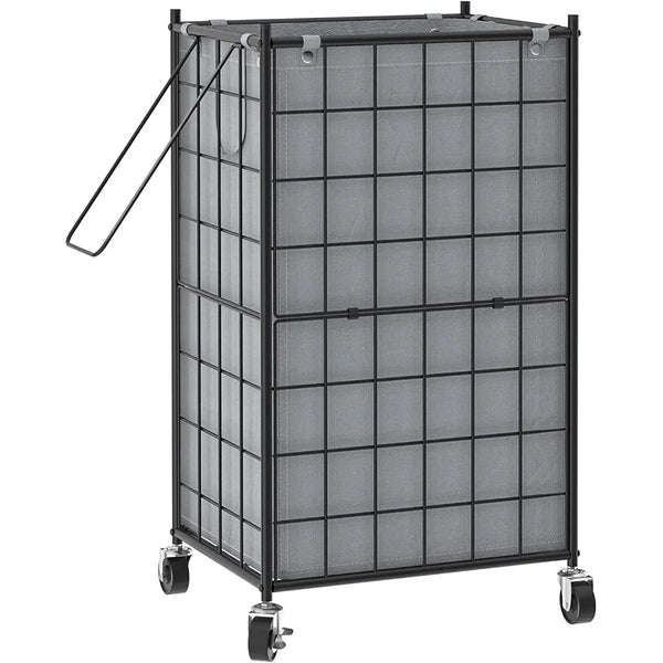 Modern Wire Laundry Hamper with Wheels – Stylish 100L Rolling Basket with Canvas Liner