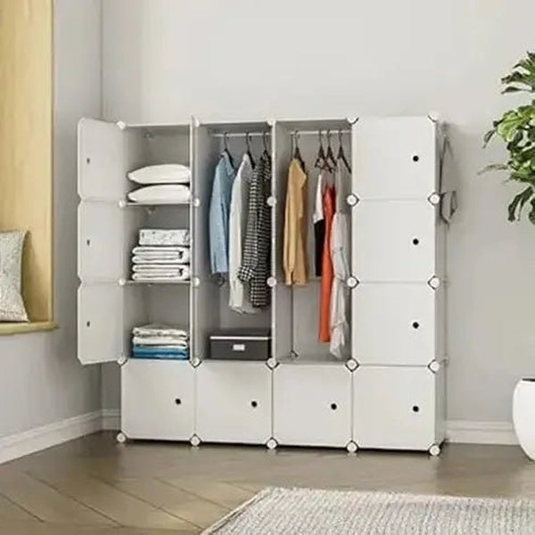 Modular Wardrobe Storage System with 16 Cubes
