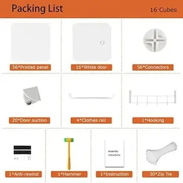 Modular Wardrobe Storage System with 16 Cubes