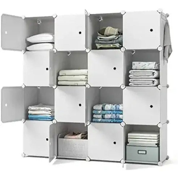 Modular Wardrobe Storage System with 16 Cubes