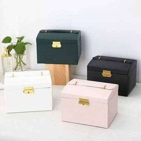 Multi-functional Three-layer Leather Jewelry Box