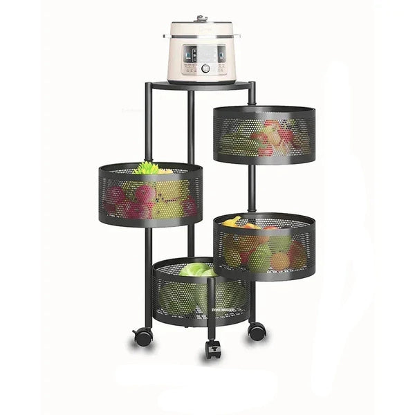 Multi-functional Rotating Kitchen Trolleys Storage Rack