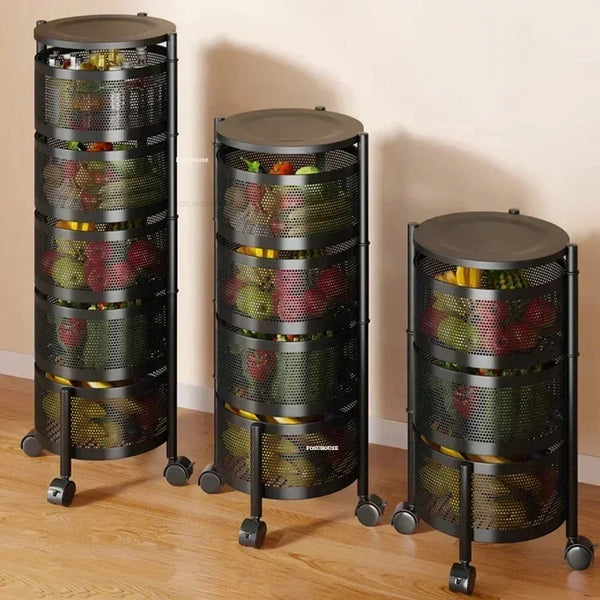 Multi-functional Rotating Kitchen Trolleys Storage Rack