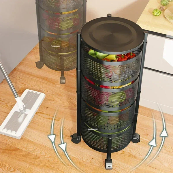 Multi-functional Rotating Kitchen Trolleys Storage Rack