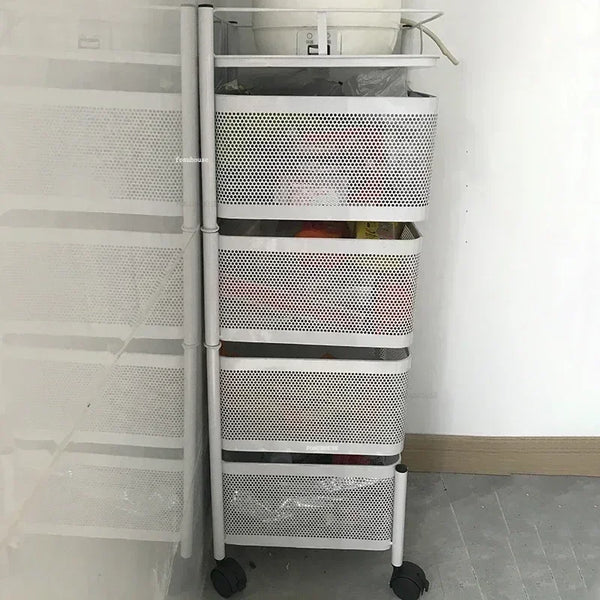 Multi-functional Rotating Kitchen Trolleys Storage Rack