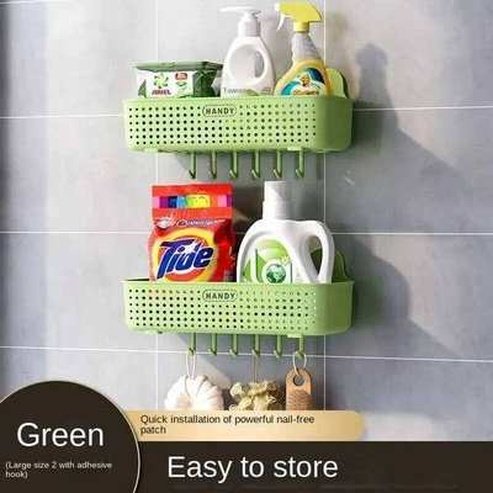 Multifunctional Bathroom Shelf Organizer No-drill Wall Mount