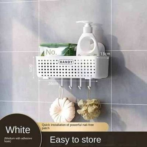 Multifunctional Bathroom Shelf Organizer No-drill Wall Mount