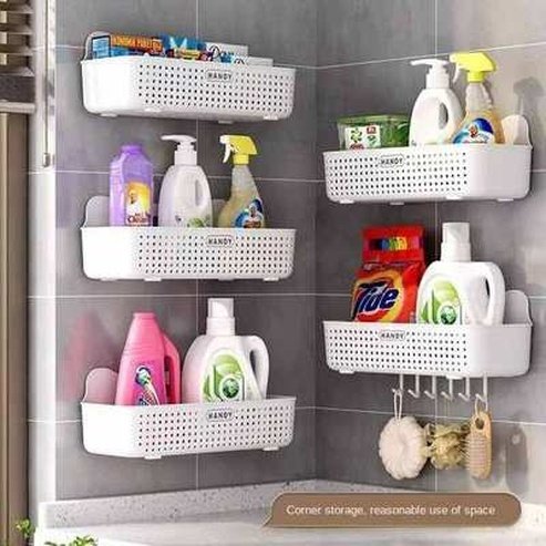 Multifunctional Bathroom Shelf Organizer No-drill Wall Mount