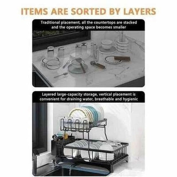 Multifunctional Double-Layer Dish Filter Rack