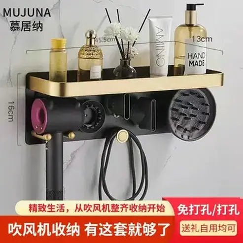 No Drilling Metal Wall-Mounted Hair Dryer Holder