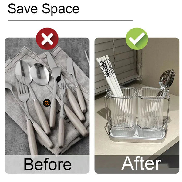 Nordic Cutlery Drain Rack and Tableware Organizer for Forks and Spoons