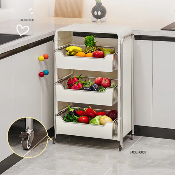 Nordic Stainless Steel Kitchen Trolley Cart Organizer with Wheels