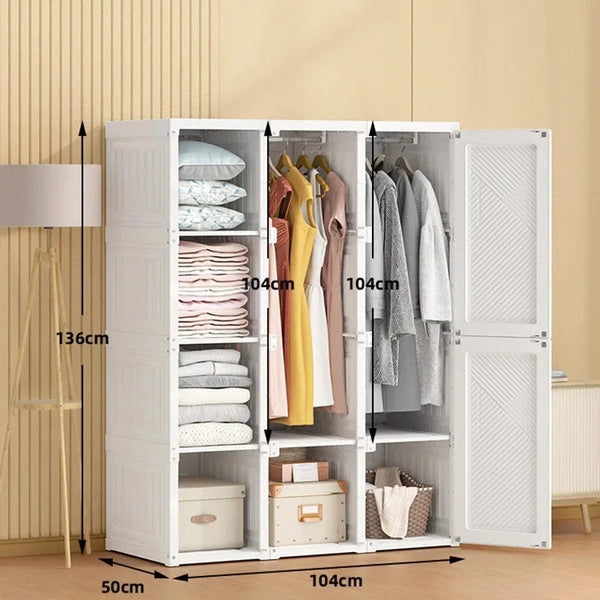 Organizer Cabinet, Closet Cupboard, Plastic Dresser, Clothing Rack Storage Wardrobe