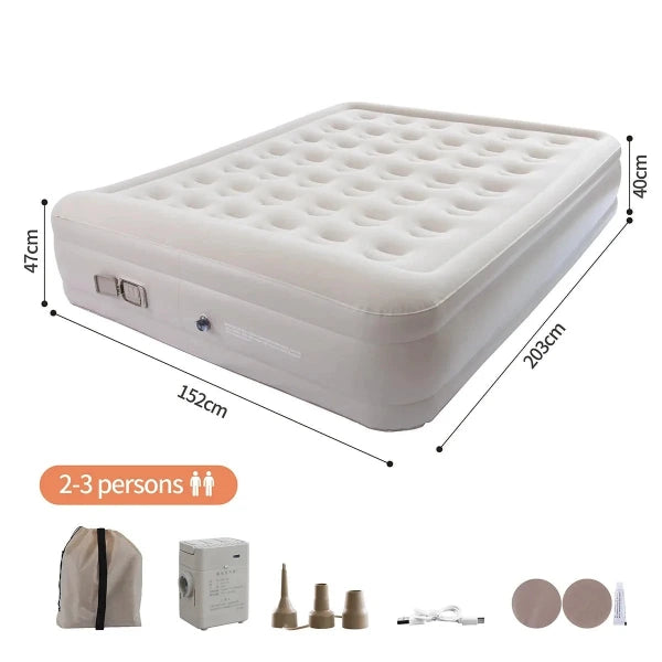 PVC Flocked Inflatable Camping Mattress with Independent Air Pump