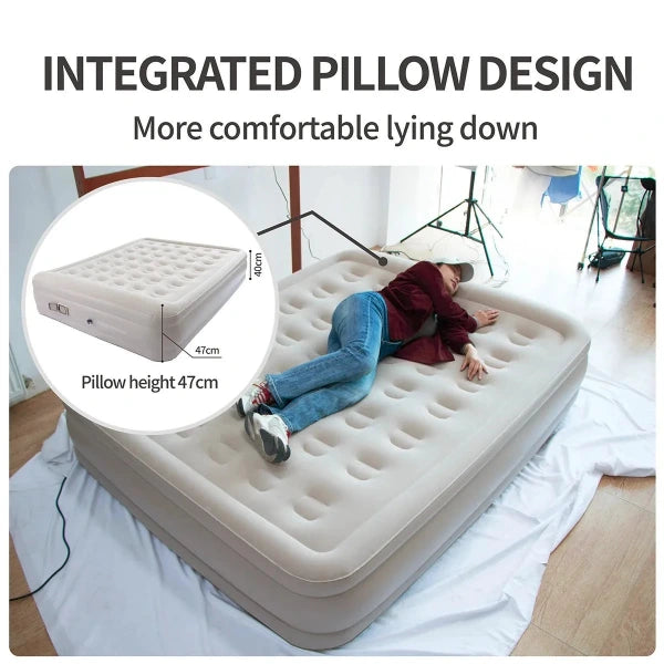 PVC Flocked Inflatable Camping Mattress with Independent Air Pump
