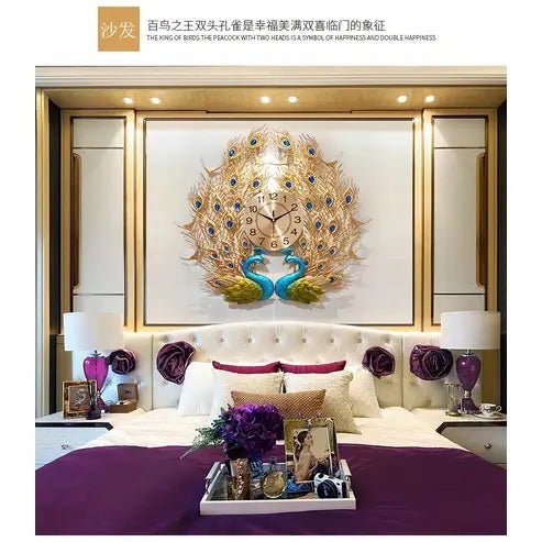 Peacock and Phoenix Large Decorative Wall Clock