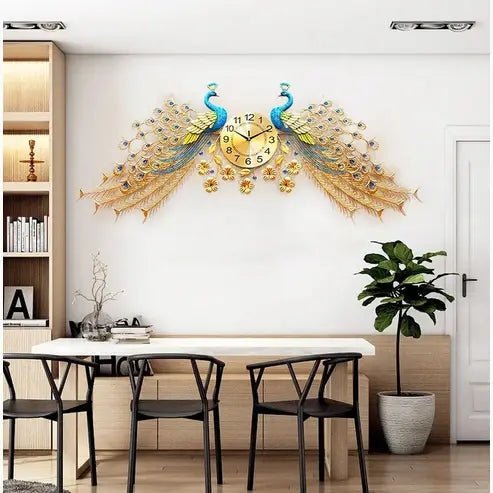 Peacock and Phoenix Large Decorative Wall Clock