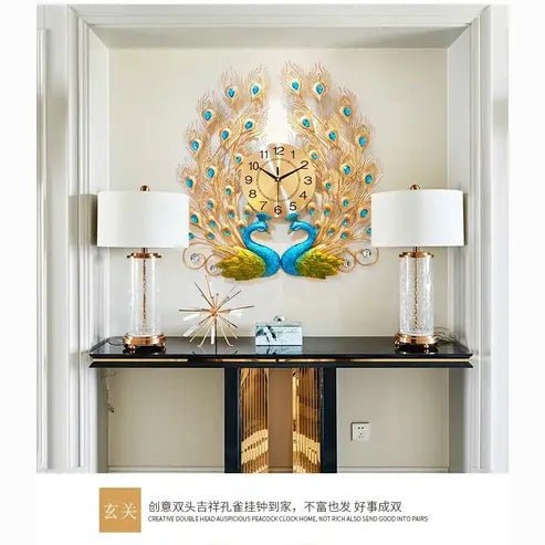 Peacock and Phoenix Large Decorative Wall Clock