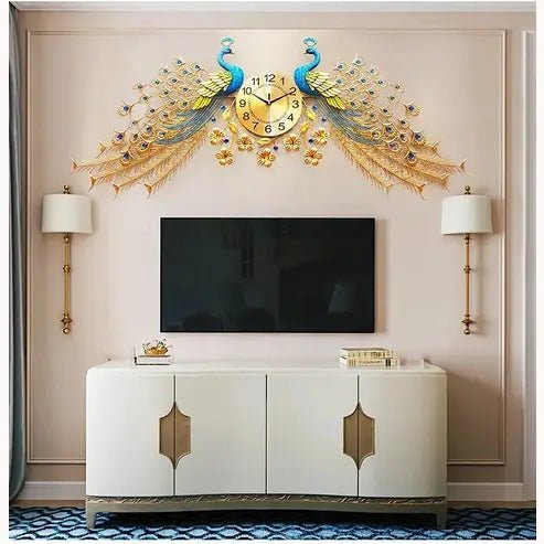 Peacock and Phoenix Large Decorative Wall Clock