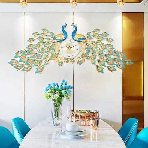 Peacock and Phoenix Large Decorative Wall Clock