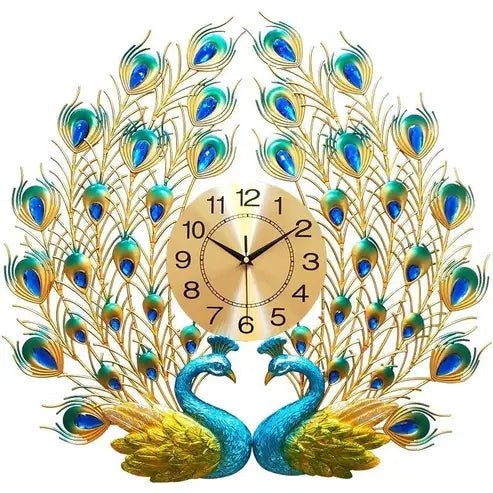 Peacock and Phoenix Large Decorative Wall Clock