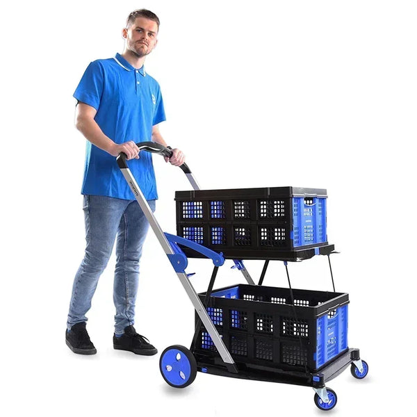 Plastic Foldable Hand Truck, Aluminum Portable Folding Cart Trolley, Hand Cart for Travel Supermarket Use