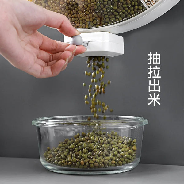 Plastic Grain Storage, Wall Mounted Rotatable Food Dispenser Container