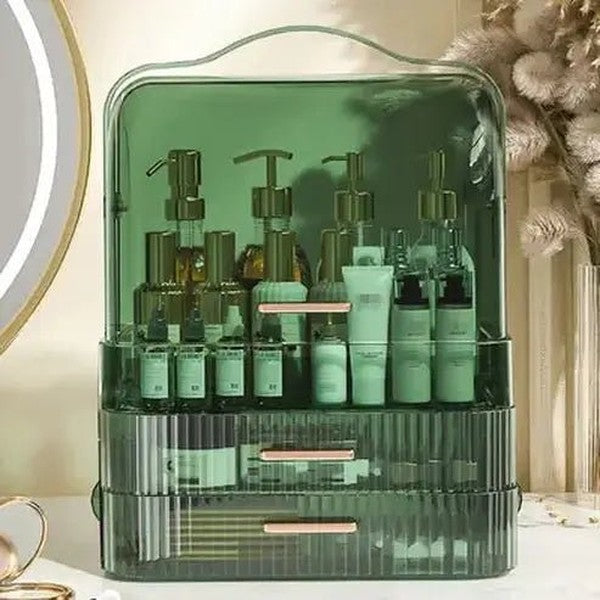 Portable Clear-Lidded Cosmetics Storage Box