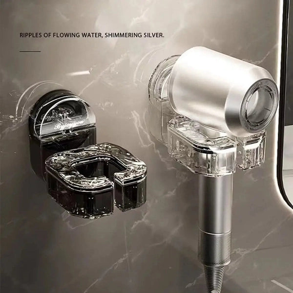 Punch-Free Wall Mounted Hair Dryer Holder, Suction Cup Rotating Lazy Hair Dryer Storage Bracket Hangers