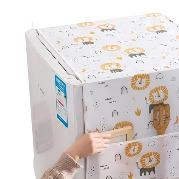 Refrigerator Dust Cover, PEVA Waterproof Print Foldable Storage Side