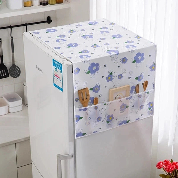 Refrigerator Dust Cover, PEVA Waterproof Print Foldable Storage Side