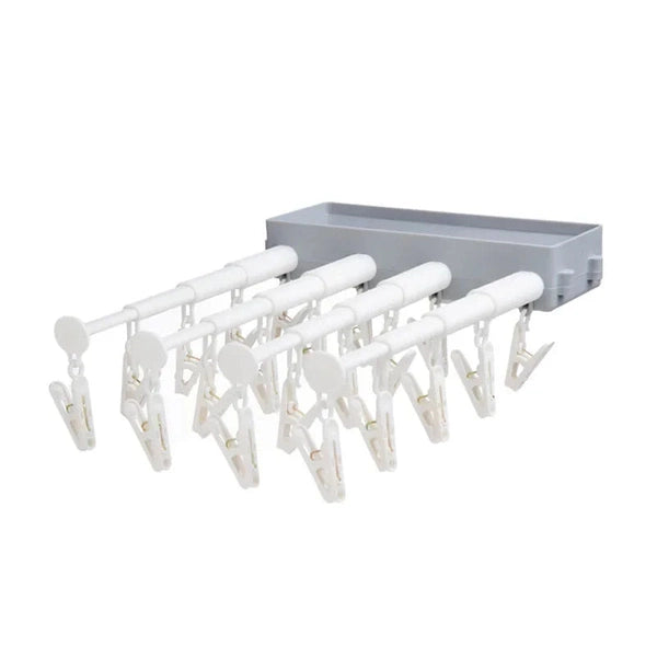 Retractable Clothes Socks Panties Hanger with Clips, Balcony Drying Rack