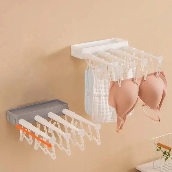 Retractable Clothes Socks Panties Hanger with Clips, Balcony Drying Rack