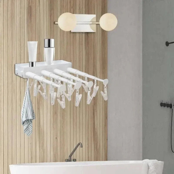 Retractable Clothes Socks Panties Hanger with Clips, Balcony Drying Rack