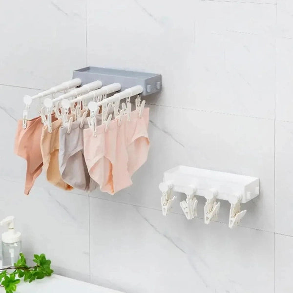 Retractable Clothes Socks Panties Hanger with Clips, Balcony Drying Rack