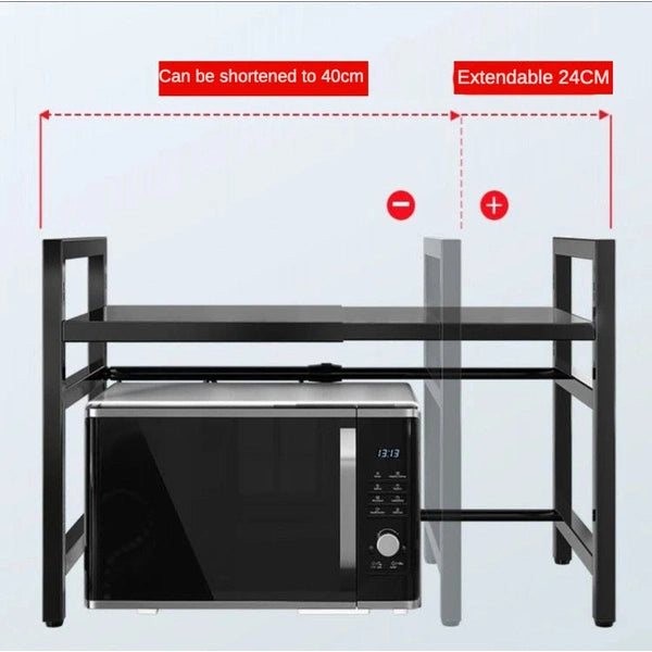 Retractable Microwave Oven Rack, Kitchen Storage Shelf, Multi-Layer Countertop Bowl Dish Bracket