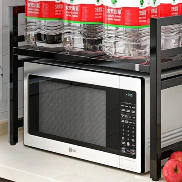 Retractable Microwave Oven Rack, Kitchen Storage Shelf, Multi-Layer Countertop Bowl Dish Bracket