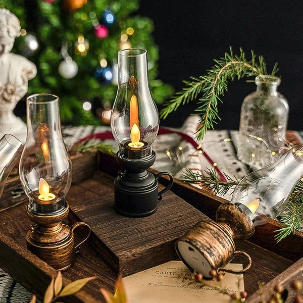 Retro Oil Lamp, Electric Flameless Candle Lamps, LED Novelty Lanterns