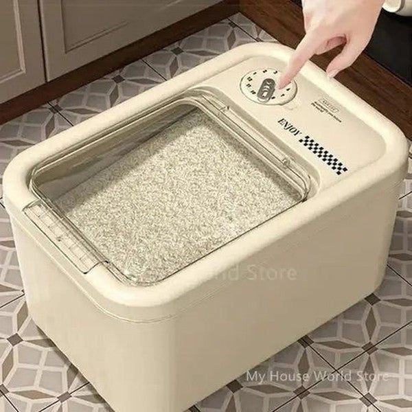 Rice Storage Box with Built-In Dispenser